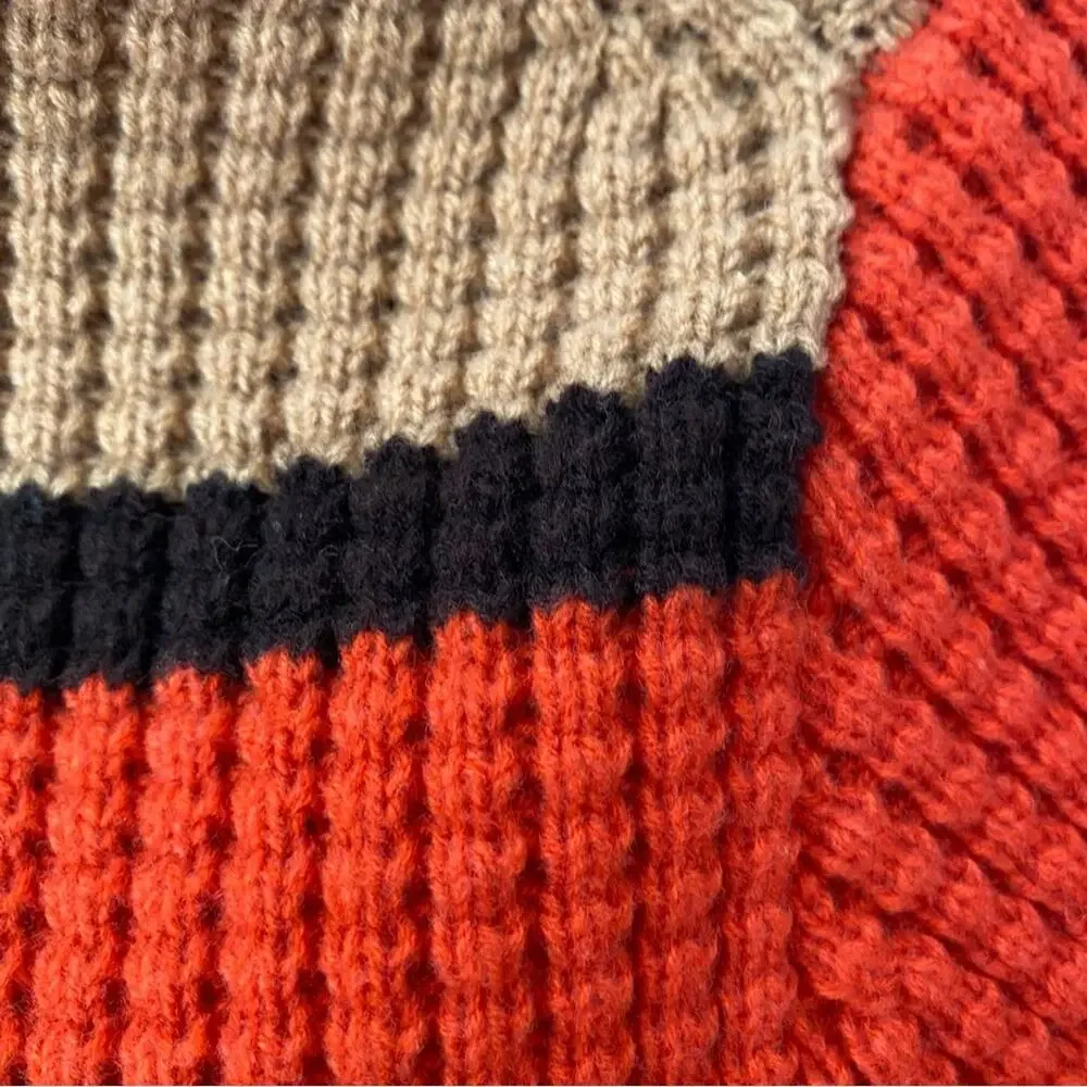 Marni x Uniqlo Tritone Orange Tan Black V-Neck Sweater size XS